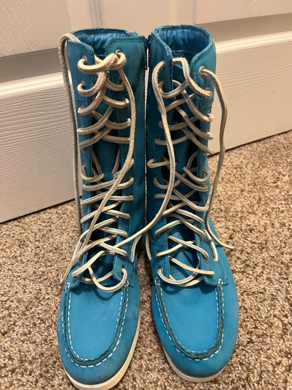 Maui Island Turquoise Leather Lace Up Booties